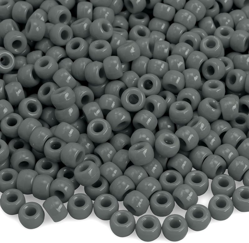 anpiwshjo Pony Beads Bulk 1100 Pcs, Beads for Jewelry Making, Bead for Bracelets Making, Hair Bracelet Plastic Bead for Crafts for Braids for Girls (Dark Grey) - Image 1